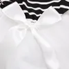 2018 Baby Girls Striped Off-the-ramię Sukienka Wstążka Bowknot Lacee Tutu Sukienka Cute Girl Fashion Carres Spirts Darmowa Wysyłka