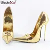 Wonderheel Extreme yüksek topuk 16 cm topuk seksi pompalar sivri burun patent deri moda gösterisi POMPA ince metal topuk BÜYÜK boy