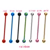 Punk Rvs Pluggen Tunnels Lange Barbell Oor Piercing Oorbel Stud Black Silver Gold Ball Cartilage Piercings Body Jewelry