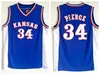 Mens Kansas Jayhawks College Basketball Tribersys 34 Paul Pierce 21 Joel Embiid сшитые джерси синие рубашки S-XXL