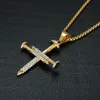 316L Edelstahl Trendy Hip Hop Schmuck Zirkonia Schraube Kreuz Anhänger Halskette Für Männer Frauen Zubehör Drop Shipping