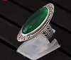 Najwyższej jakości Zielony Chalcedon Obrączka 100% 925 Sterling Silver Biżuteria dla kobiet Prezenty Fine Vintage Gemstone Jade Ring SR34