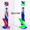 Nuovo arrivo Bong in silicone Narghilè 14 pollici tubo in silicone percolatore Tubi per acqua in vetro bong di dimensioni comuni Dab Rigs tubi per acqua per piattaforme petrolifere fumo colorato