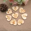 100 Personalized custom Engraved wedding name and date Love Heart wooden Wedding CenterpiecesGift Tags+Jute String Candy Tag