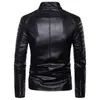 Jaquetas dos homens Homens Pu couro motociclista jaqueta de motocicleta colarinho Slim Fit Outwear Faux Casual Casaco Zipper