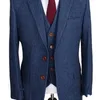 Winter Mode Blauw Tweed Bruidegom Tuxedos Notch Revers Two Button Mannen Bruiloft Tuxedos Mannen Formele Bedrijfspartij (jas + Broek + Tie + Vest) 897