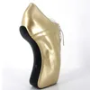 Darmowe DHL Kobiety 7 "/ 18 cm Extreme House Heels Pony Herelless Hidden Wedge Ballet Buty Buty Lace-up Gold Black Matte Sexy Man Fetish Exotic