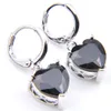 10prs Luckyshine Fashion Shine Heart Fire Black Onyx Cubic Cubic Cyrkonia Gemstone Silver Dangle Kolczyki na święto Wedding Party