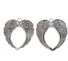 10 Uds. De dijes de corazón de alas de Ángel de aleación, dijes de plata antigua, colgante para collar, hallazgos de joyería, 66x69mm