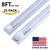 Stock in USA ( tube+base ) integrated LED tube light lamp T8 2400mm 2.4M 8 FT 72W SMD2835 384lchhips LED lights bulb