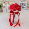 Cheap Rose Wedding Bridal Bouquets Handmade Flowers Artificial Rose Ribbons Wedding Supplies Bride Holding Flowers Brooch Bouquet CPA1560