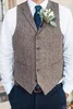 Agricoltura di campagna Grigio Grigio Grey Glesss personalizzato Gambi da sposa Vestito Slim Fit Mens Dress Vestito Gilet Prom Gilet Legato Back Tweed Gilet