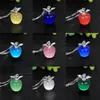 Cat Eye Apple Pendant Multi Colors Alloy Crystal Clavicle Necklace For Women Plating Silver Jewelry Hot Sale