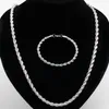 Mode 4 mm 925 Sterling Silver Polated Rope Chain Ketting Sparkling Jewelry9110676