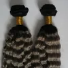 Ombre grå hår väv Brasilianska Kinky Curly Bundles 100% Human Hair Weaving 2 Bundle Deals Remy Hair Extension