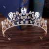 Korona ślubna Kryształy Ślubne Queen Big Crowns Crystal Barok Birthday Party Tiaras Dla Bride Sweet 16 Green
