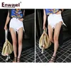 Enwayel Hot 2018 Summer Tassel Hole Denim Shorts for Women Casual Button Pockets Girl Jeans Shorts Femme Ripped Sexy Short Jean