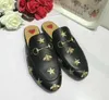 Date Mules Princetown En Cuir Véritable Étoile Abeille À L'extérieur Pantoufles Designer Européen De Mode Mocassins Paresseux Pour Femmes