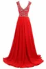 Vestido Longo 파라 Formatura 뜨거운 판매 붉은 쉬폰 긴 이브닝 드레스 Rhinestones 무도 회장 드레스