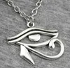 20pcs/lot Fashion Necklace Antique Silver Vintage Rah Egypt Eye Of Horus Egyptian Charms Pendants Chain Necklace 42+5cm