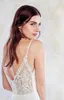 2022 Newest A Line Wedding Dress Sexy Spaghetti Deep V Neck Lace Back Satin Bridal Gowns Sweep Train