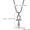 Hip Hop Silver Gold Color Jesus Egyptian Ankh Key Cross Pendant Necklaces Cubic Zirconia Long Chains for Male and Women256P