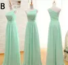 Новые 3 стиля мятно-зеленого длинного шифонового платья невесты Дешевые трапециевидные плиссированные платья невесты длиной до пола до 1002352625