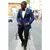 Ny mode marinblå blå brudgum tuxedos toppade lapel brudgummen män affärer formell kostym fest prom kostym (jacka + byxor + bows slips) nej: 115