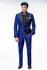 2018 год New Button Single Royal Blue Groom Tuxedos Peak Groomsmen Men Men Wedding Promedos Suits Костюмы Jupetststie3749261