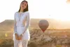 Eva Lendel 2019 Split Feather Wedding Dresses Long Sleeves Bridal Gowns Full Lace Appliqued Beach Wedding Dress