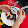 Cartone animato Natale Babbo Natale Pupazzo di neve copri forchetta cucchiaio astuccio borse Decorazioni natalizie decorazioni per la casa regalo nuovo