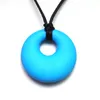 Round Pendant Silicone Necklace Baby Teether Safe Silicone Circle Teething Necklace Baby Chew Beads Nursing Chewelry