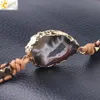 Csja Eppacket Gratis US Naturlig turkos Gemstone Mala Pärlor Armband Agate Slice Geode Armband Charms Boho Wrap Smycken för kvinnor S225