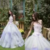Seksi Illusion Straplez Balo Elbise Degrade Renk 3D Çiçek Aplike Katmanlı Etekler Tül Parti Abiye