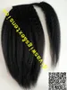 African American Kinky Straight Ponytail Hårstycke 1B Färgklipp i Human Hair Extensions Italienska Yaki Grov Yaki Drawstry Ponytails