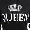 JM Wholesale new style men and women casual jacket QUEEN KING printing hooded long-sleeved lovers sweater hoodies