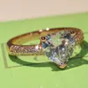 Anelli regalo per gli amanti per le donne Gioielli di lusso 925 Sterling Gold Rose Filled Pear Cut CZ Diamond Gemstones Cute Wedding Heart Band Ring Gift