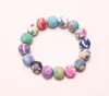 Mode coloré à la main bohème perles brins bracelets floral doux argile élastique bracelet pour femmes filles bijoux nationaux en gros