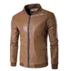 Vestes pour hommes Veste en cuir PU Coupe-vent imperméable Manteau masculin Zip-up Solide Collier Slim Cardigan Automne Hiver M-4XL