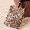 natural ice Obsidian stone Hand carved Chinese dragon good luck charm pendant