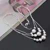 Free Shipping Fashion Elegant Ladies Necklace 925 Small Ball Pendant Long Necklace Mulit Chain Silver Plated Jewelry Loving Gift