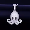 Glacé Animal Pctopus Hip Hop Pendentif Avec Chaîne Cubaine Or Argent Couleur Bling Collier Cubique Zircon Hommes Bijoux Pour Cadeau