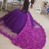 3D Floral Applique Robe De Mariée Hors Épaule Dentelle Appliques Robe De Bal Tulle Balayage Train Robe De Mariée Coloré Saoudien Tulle Robes De Mariée