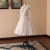 Robe vintage da década de 1950 de Mariee Tulle Lace Champagne Vestido de noiva curto com 3 4 comprimento de chá de manga Plus Tamanho V Vestido de noiva Mad Mad 2382