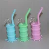 Nieuwe Collectie Mini Bongs Glow in Dark Silicone Bong Water Pipe Glass Bongs Glas Water Pijp Kleur Gloed in de Donkere Siliconen Pijp