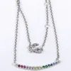 Popular genuino 100% 925 cadena de plata esterlina colorido Rhinestone collar estilo europeo de lujo DIY regalo de la joyería 50cm PNC4