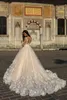 2022 Underbara bröllopsklänningar Sheer Long Sleeve Vintage Lace Court Train Summer Garden Vestido de Novia Capped Sleeve Brudklänningar