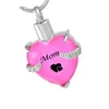 MOM Glass Cremation Jewelry Heart Birthstone Pendant Urn Necklace Ashes Holder Keepsake