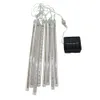 LED Strings 8pcs set 30cm Strip Light Bulbs Shower Rain Lights Solar Powered Meteor Waterproof Garden Lamp for Holiday