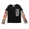 Fader och son matchande tatuering Tattoo Print Långärmad T-shirt Toddler Kids Tops Tees Boys T-shirts Bomull Män Kläder Familjsutsikt